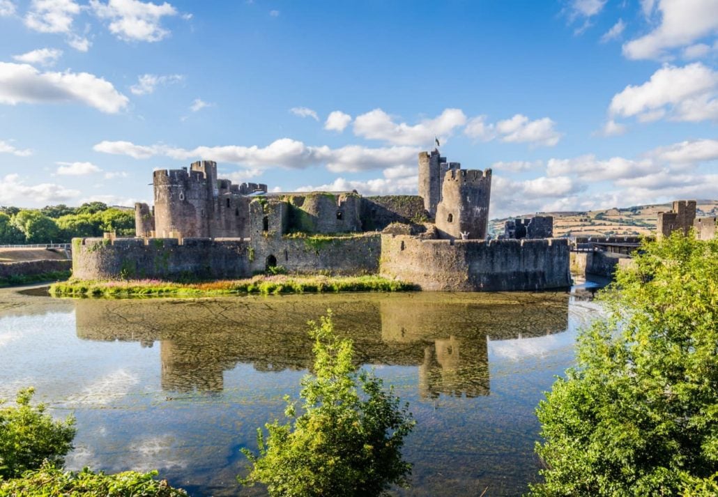 Caerphilly Castle, Wales, UK.