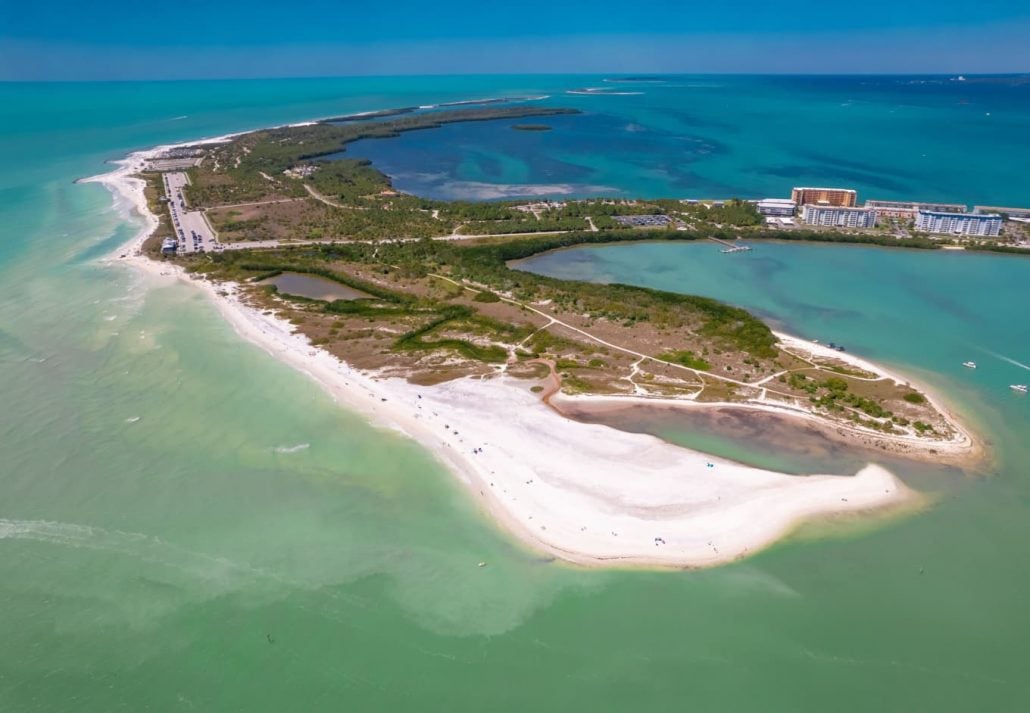 Panorama of Honeymoon Island State Park, Florida.