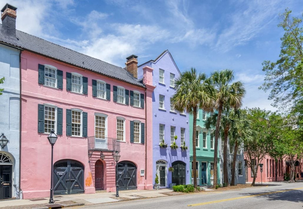 Rainbow Row  in Charleston, South Carolina, USA.