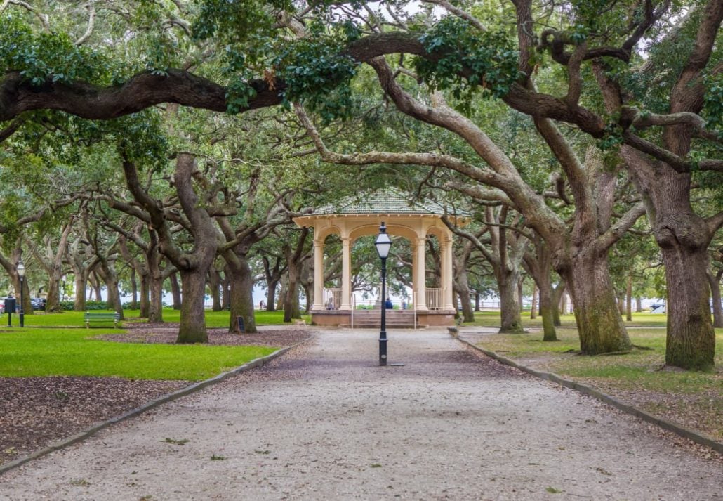 Pavilion at White Point Garden in Charleston, SC, USA.