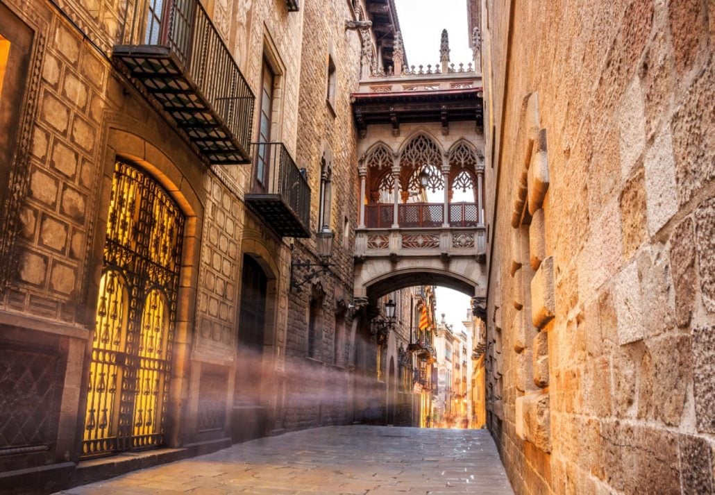 Gothic Quarter, in Barcelona, Spain.