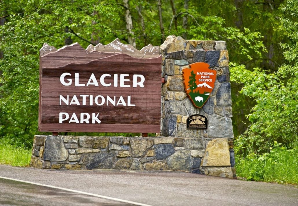 a sign stating "Glacier National Park"