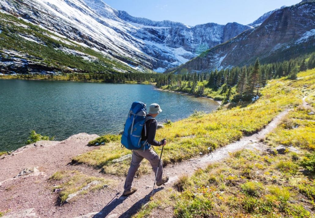 a person hiking in Glacier National Park