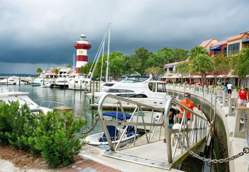 Hilton Head Marina filled with boats at Sea Pines Resort 